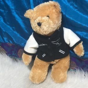 📌 Plush Teddy Bear with Black- White Jacket  embroidered TRAINER